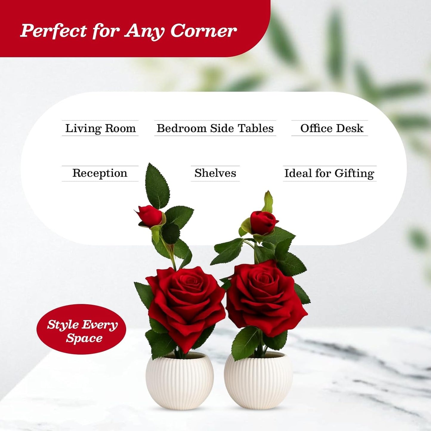 Artificial Red Rose Flower Plant