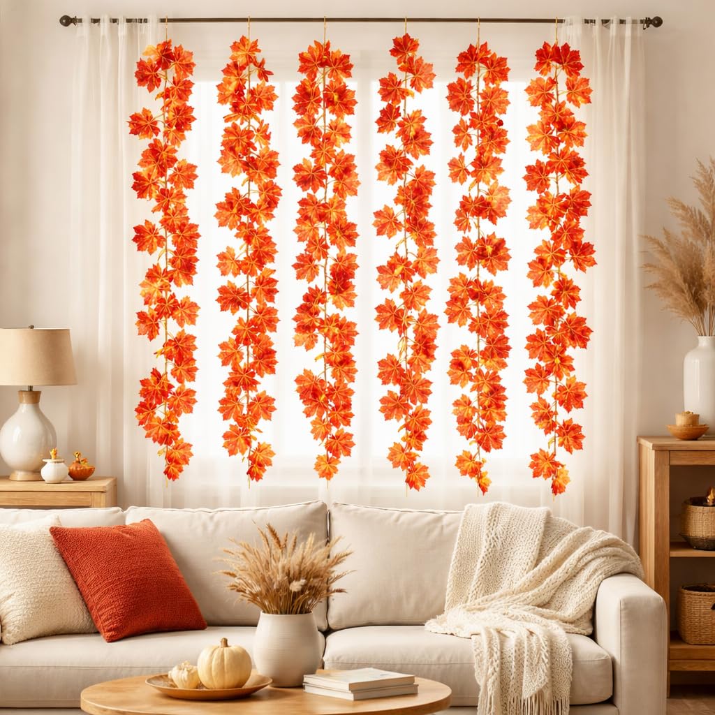 Artificial Maple Leaf Vine | Autumn Fall Hanging Creepers for Home, Wall, Balcony & Festival Decoration