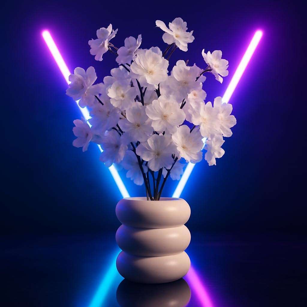 {{ Artificial Flower Arrangement Purple Daisy with Yellow Accents in White Geometric Pot - Purple Desai }} {{ Color }}